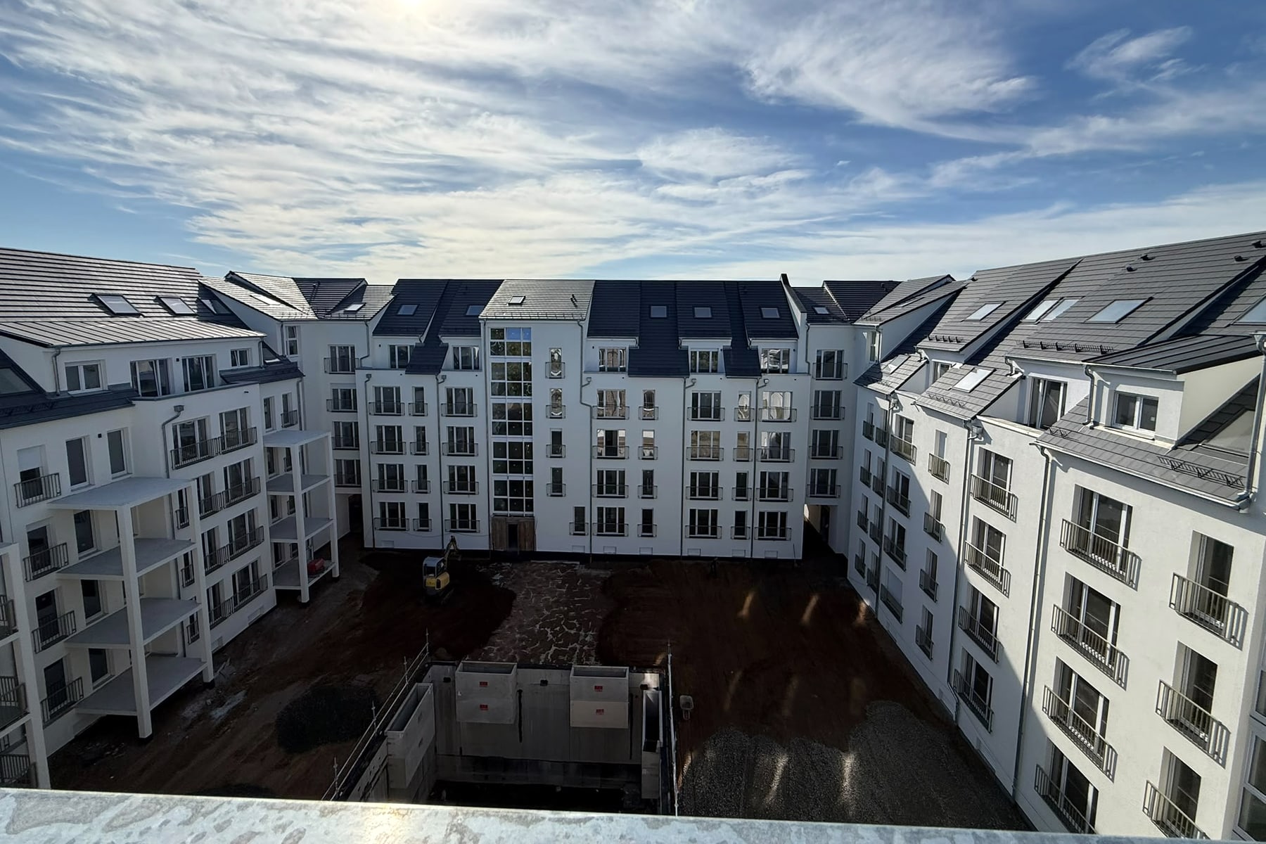 Innenhofansicht der Wohnanlage in Leipzig